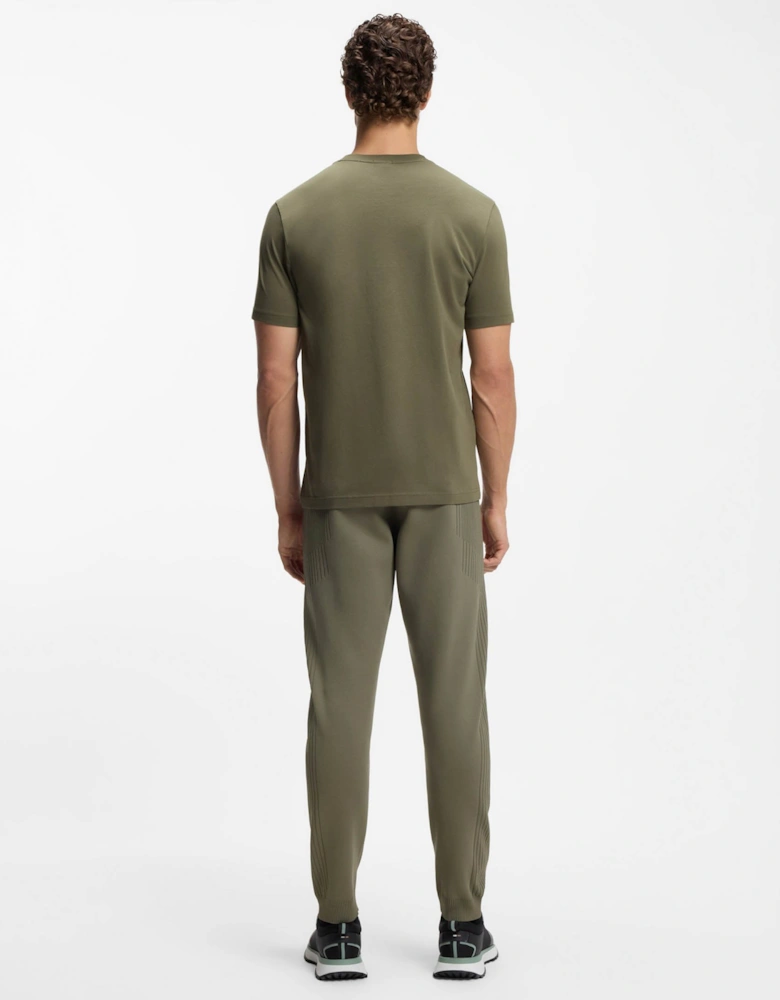 BOSS Green Tee Mens Stretch Cotton T-Shirt with Contrast Logo - Olive 257