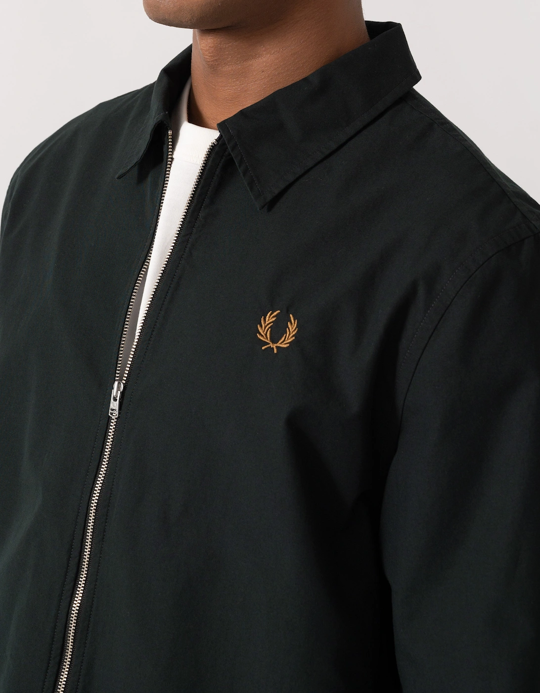 Fred Perry Mens Poplin Zip Overshirt - Night Green Q20