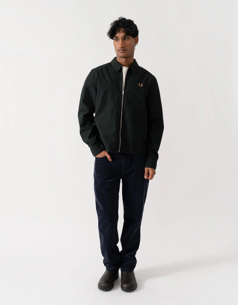 Fred Perry Mens Poplin Zip Overshirt - Night Green Q20