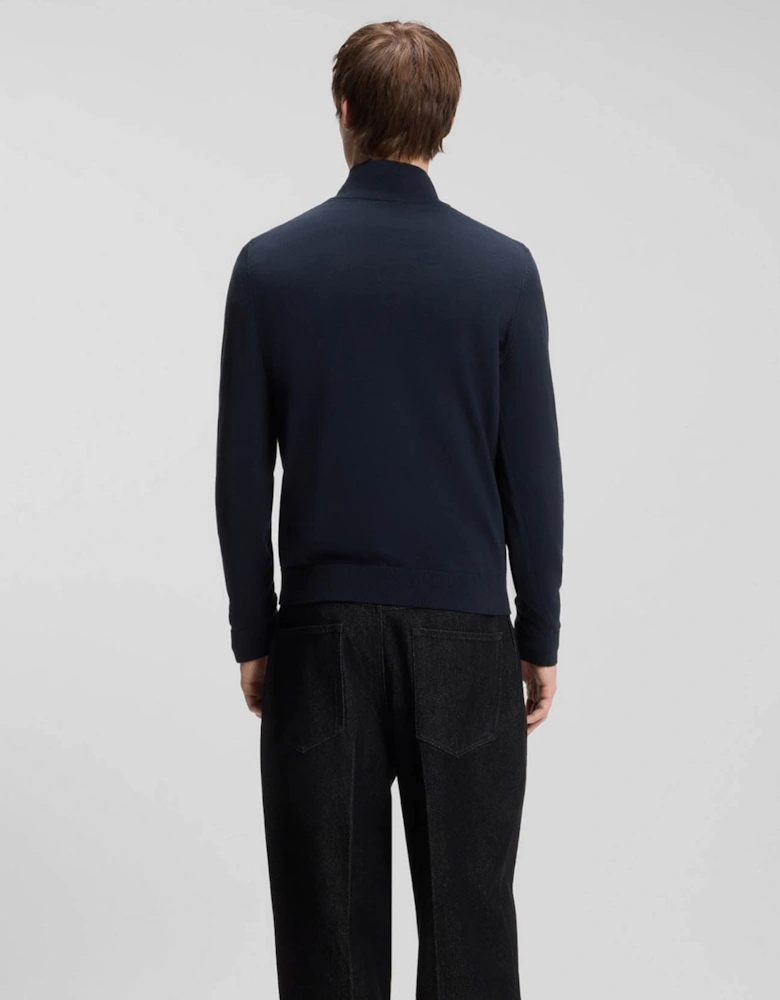 HUGO San Quintus-C2 Mens 1/4 Zip Funnel Neck Jumper - Navy 410