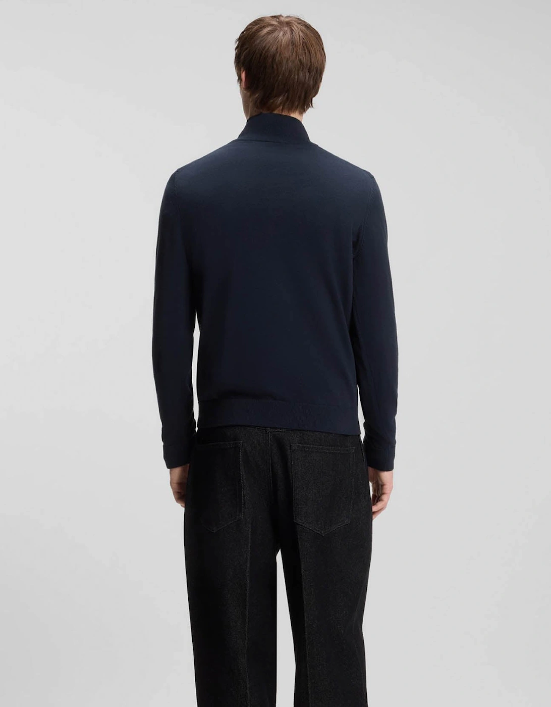HUGO San Quintus-C2 Mens 1/4 Zip Funnel Neck Jumper - Navy 410