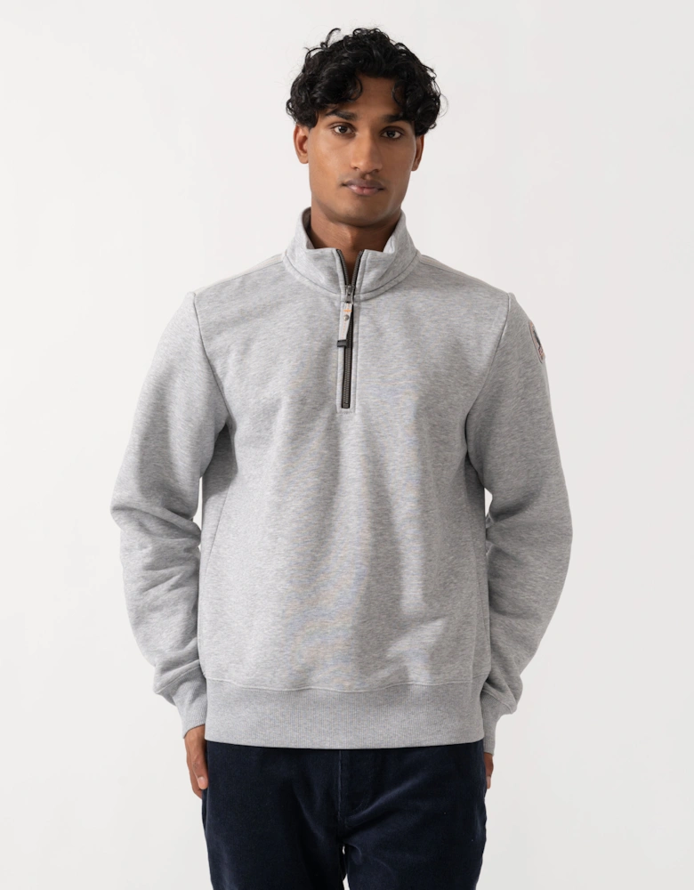 Parajumpers Broad Peak Mens Quarter Zip Sweatshirt - Ash Grey Melange 608