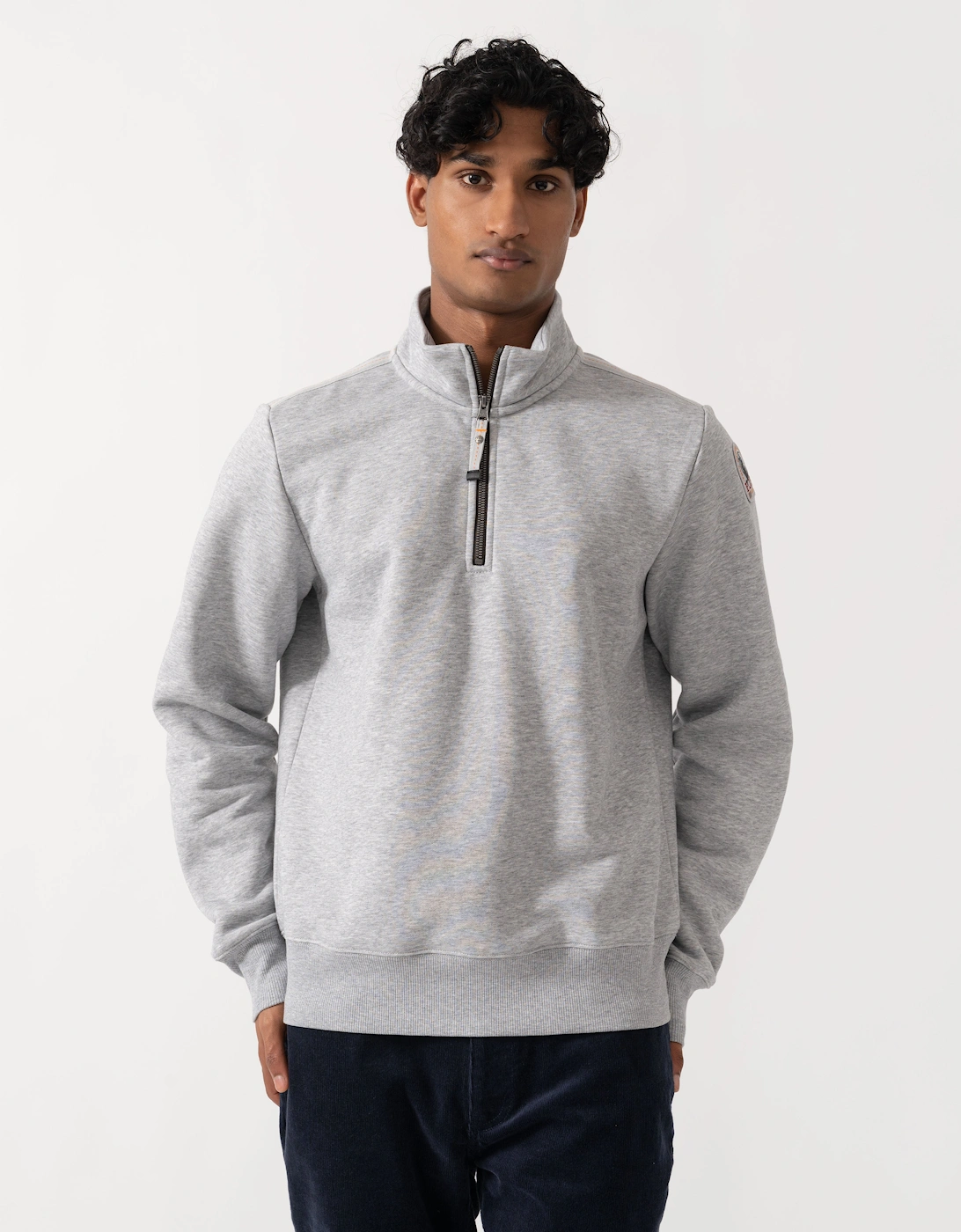 Parajumpers Broad Peak Mens Quarter Zip Sweatshirt - Ash Grey Melange 608