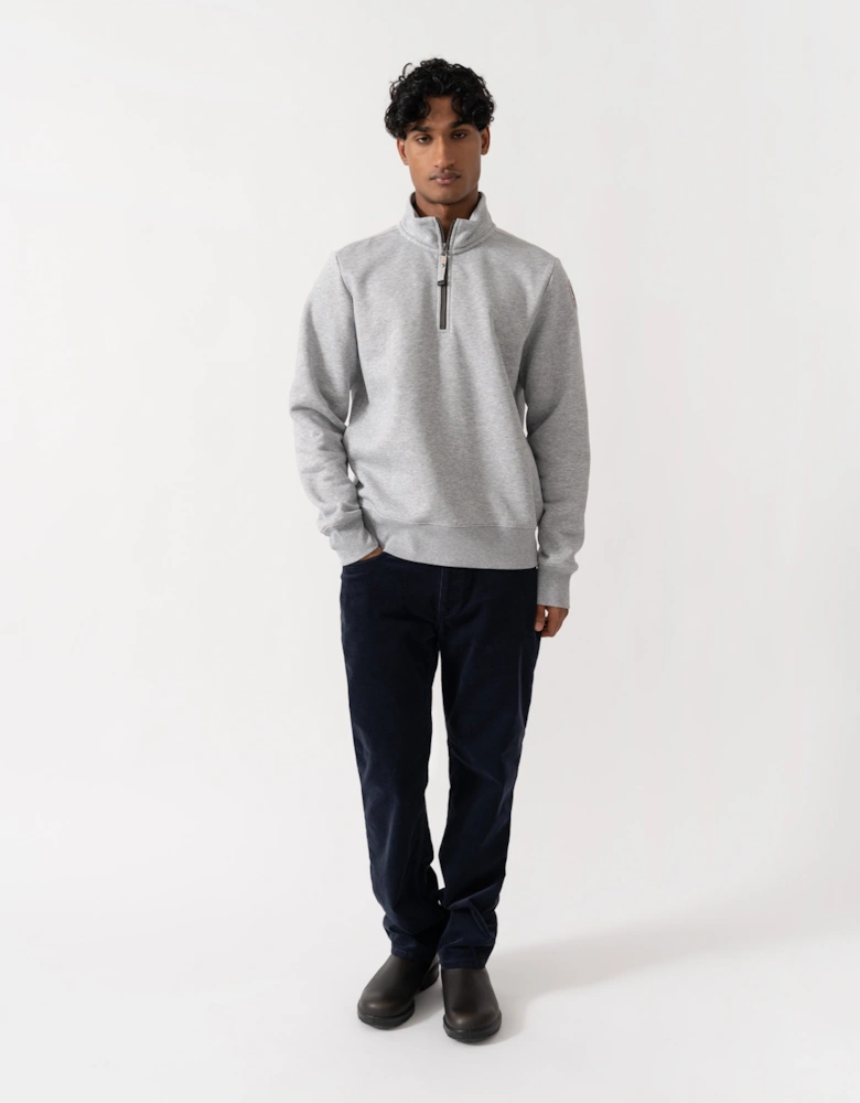 Parajumpers Broad Peak Mens Quarter Zip Sweatshirt - Ash Grey Melange 608