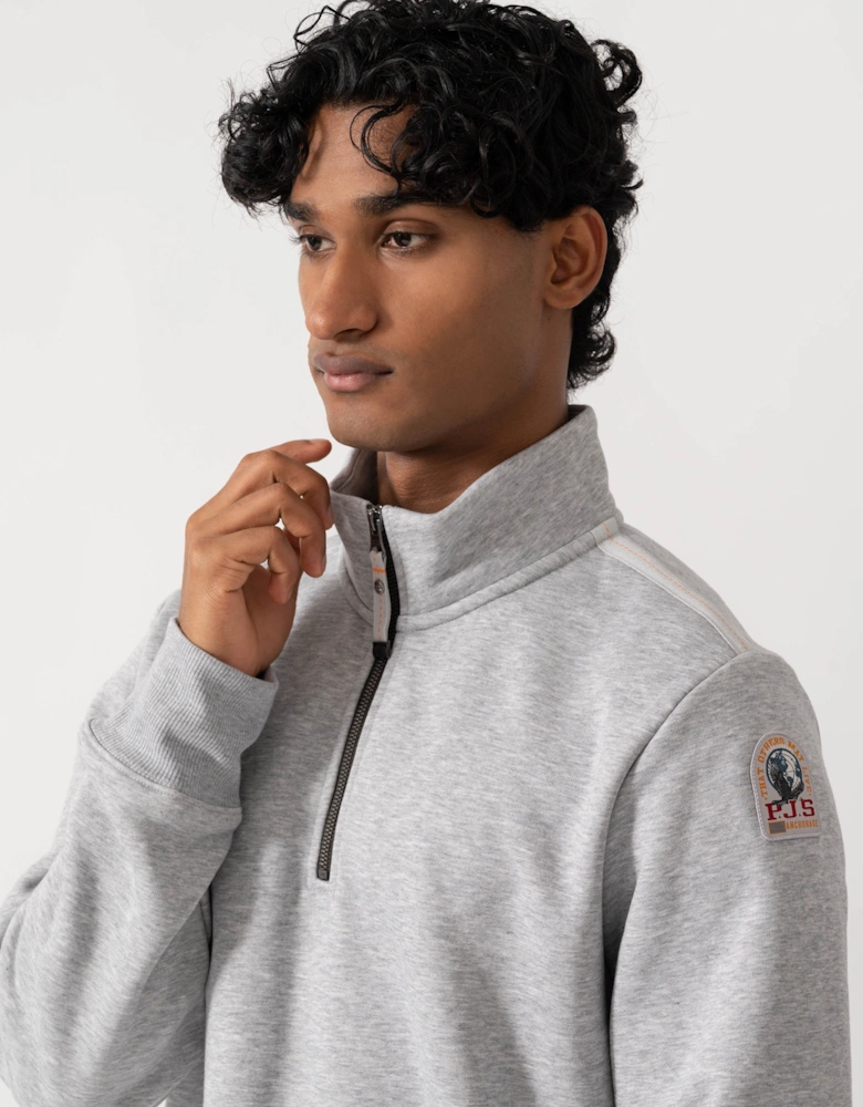 Parajumpers Broad Peak Mens Quarter Zip Sweatshirt - Ash Grey Melange 608
