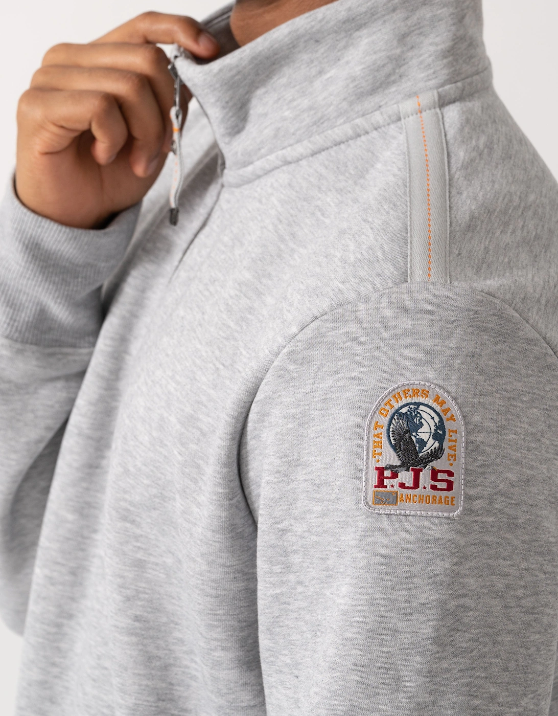 Parajumpers Broad Peak Mens Quarter Zip Sweatshirt - Ash Grey Melange 608