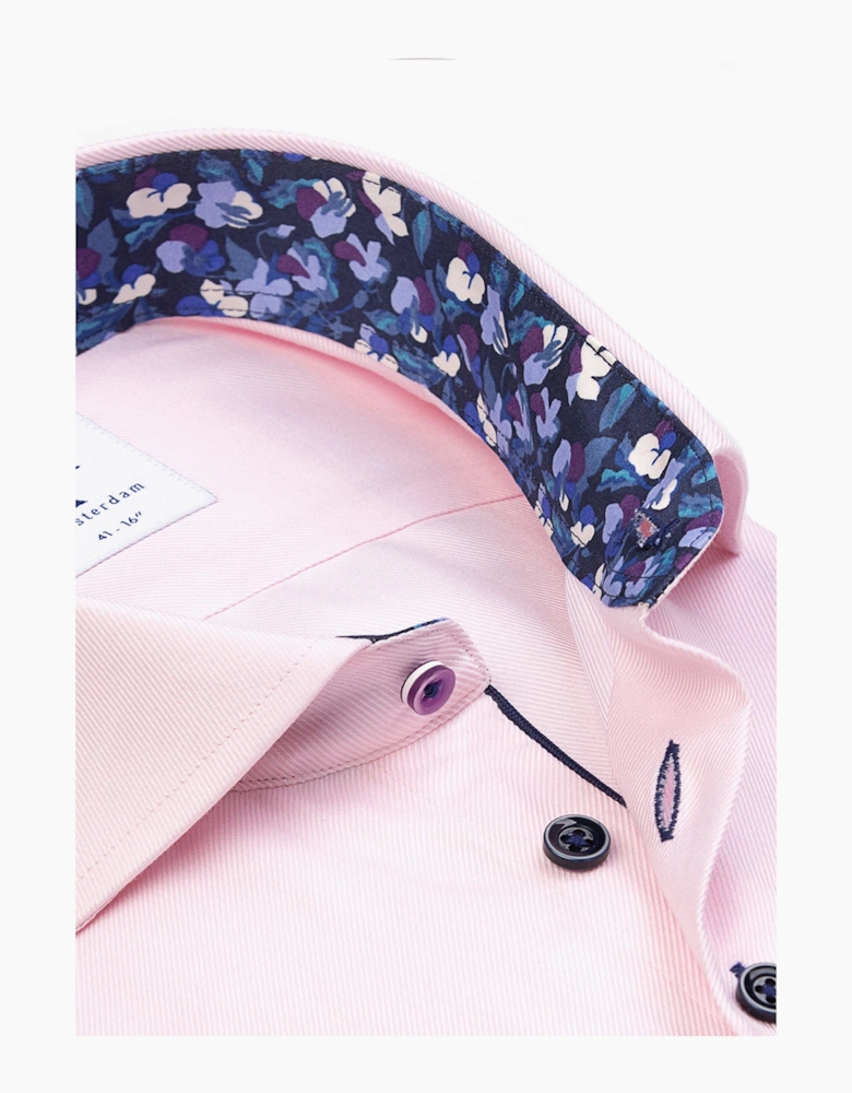 R2 LONG SLEEVED CUT AWAY COLLAR SHIRT PINK