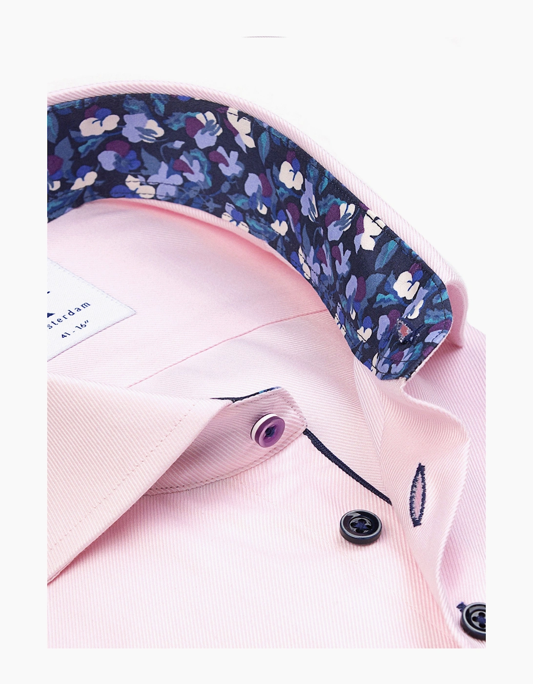 R2 LONG SLEEVED CUT AWAY COLLAR SHIRT PINK
