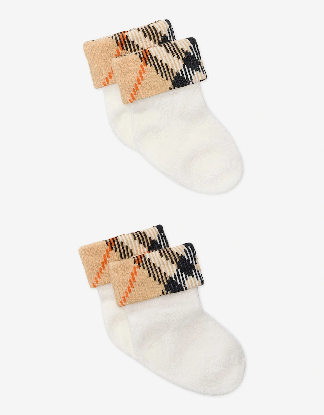 Burberry Baby Check Turn Back Socks Set in White