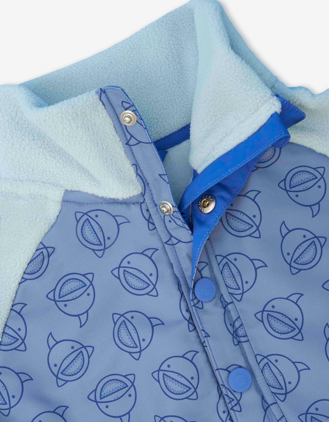 Roarsome Kids Reef The Shark Mid Layer Fleece in Blue