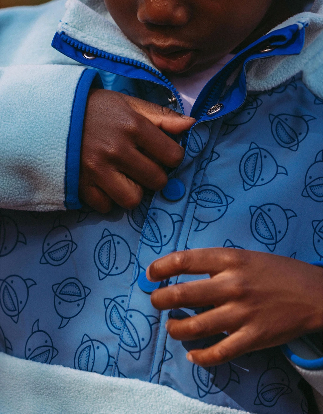 Roarsome Kids Reef The Shark Mid Layer Fleece in Blue