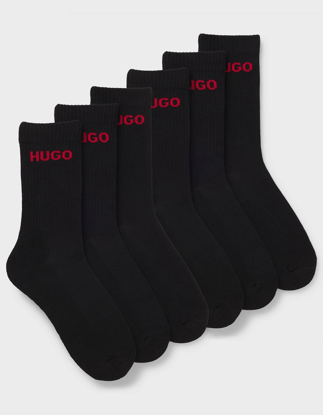 HUGO 6 Pack QS Rib Logo Mens Combed Cotton Socks - Open Miscellaneous 967