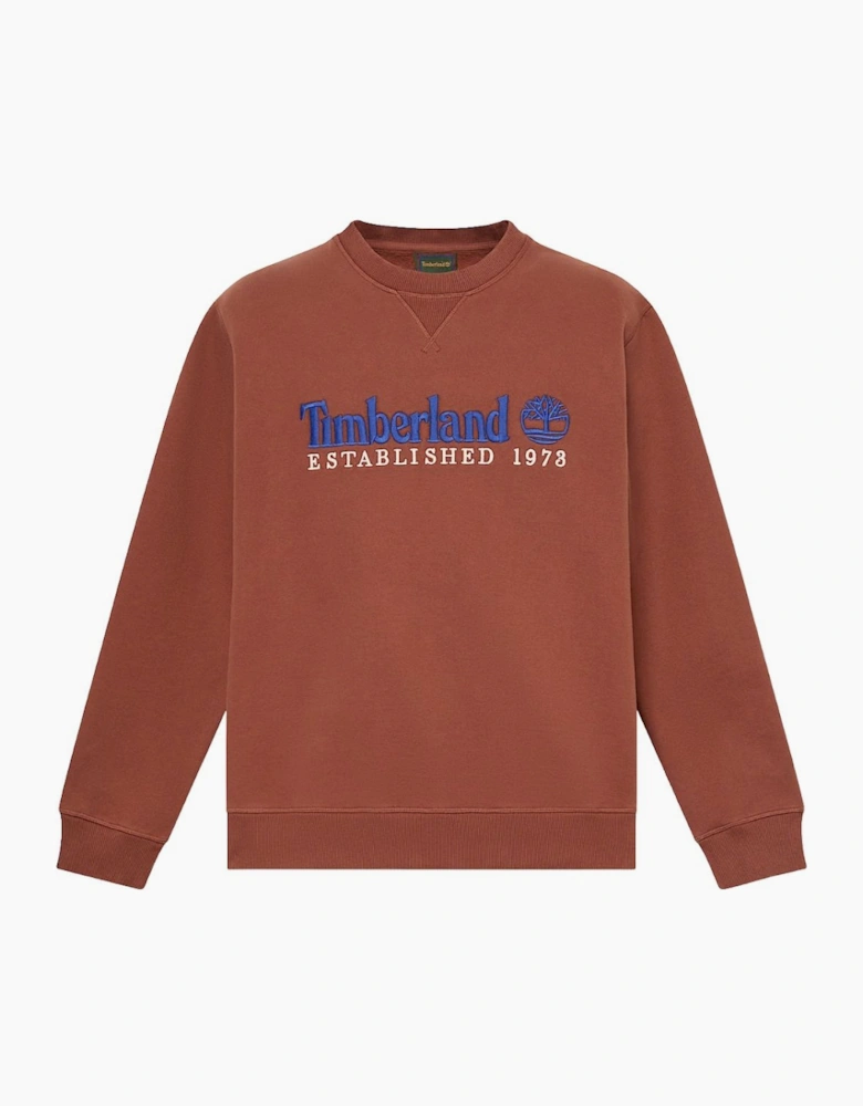 Timberland Established 1973 Embroidered Logo Brown Crew Sweatshirt