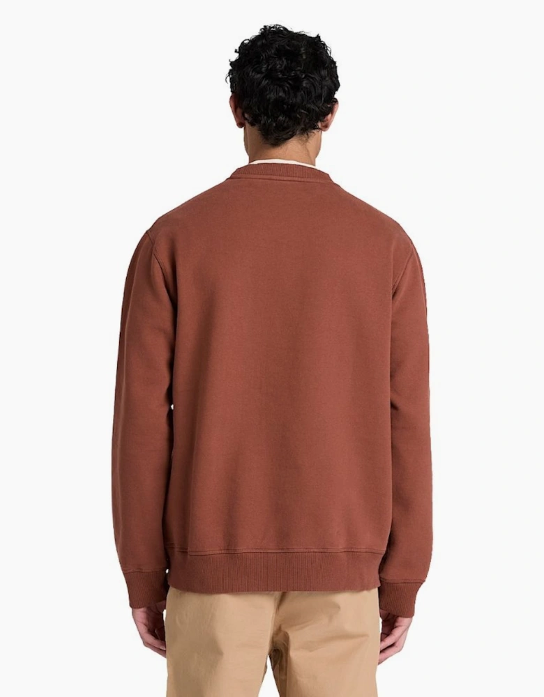 Timberland Established 1973 Embroidered Logo Brown Crew Sweatshirt