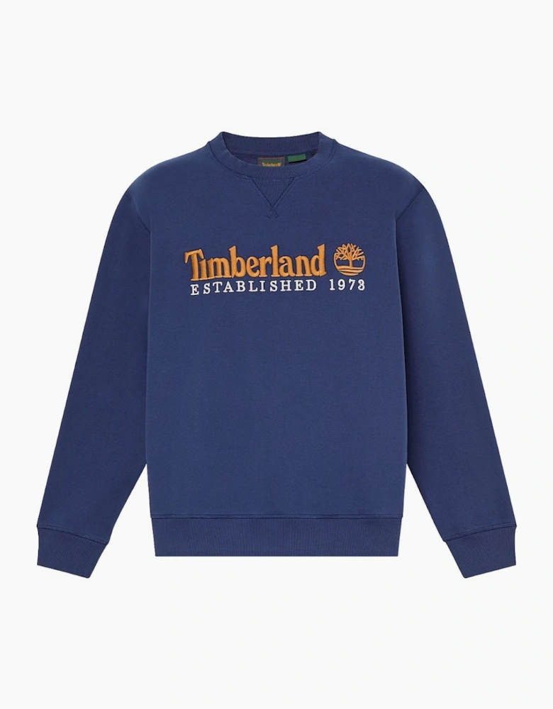 Timberland Established 1973 Embroidered Logo Dark Blue Crew Sweatshirt