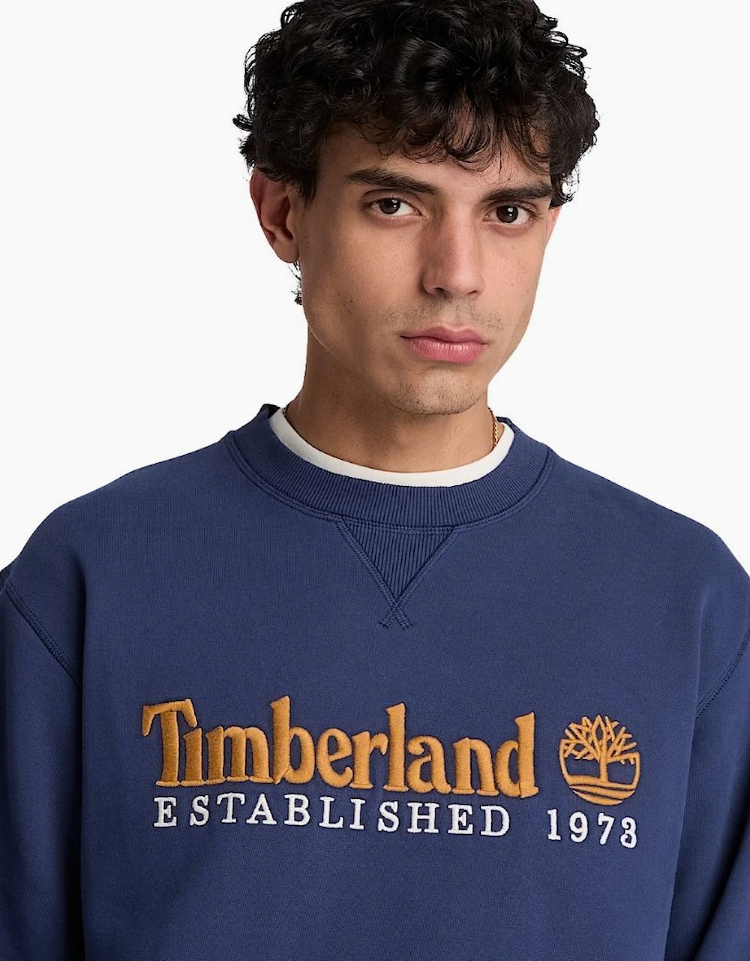 Timberland Established 1973 Embroidered Logo Dark Blue Crew Sweatshirt