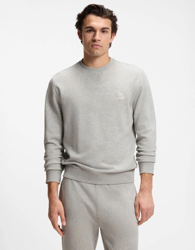 BOSS Orange Westart Mens Crew Neck Sweatshirt With Logo Patch - Open Grey 086