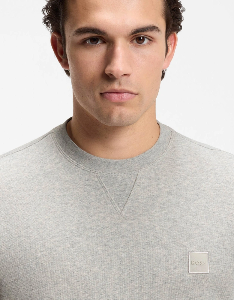 BOSS Orange Westart Mens Crew Neck Sweatshirt With Logo Patch - Open Grey 086