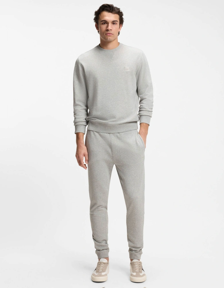 BOSS Orange Westart Mens Crew Neck Sweatshirt With Logo Patch - Open Grey 086
