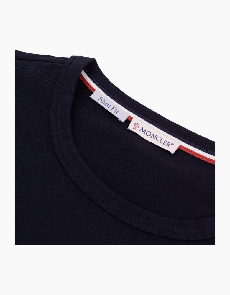 Moncler Tricolour-Trimmed Cotton T-Shirt Navy 778