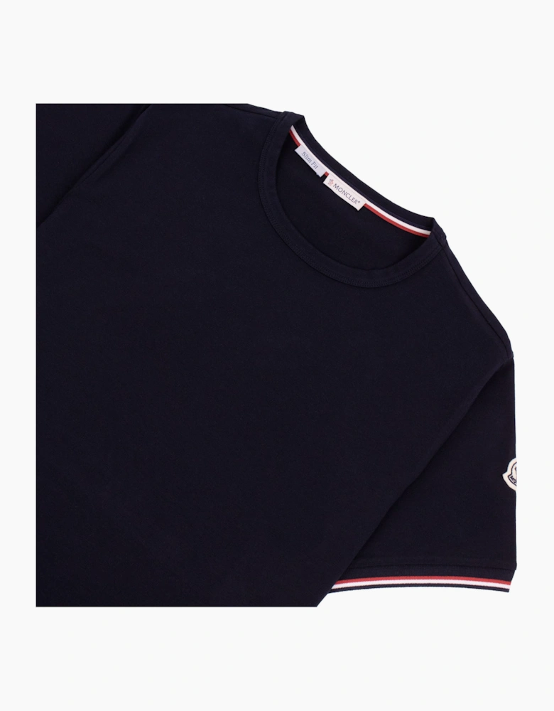 Moncler Tricolour-Trimmed Cotton T-Shirt Navy 778