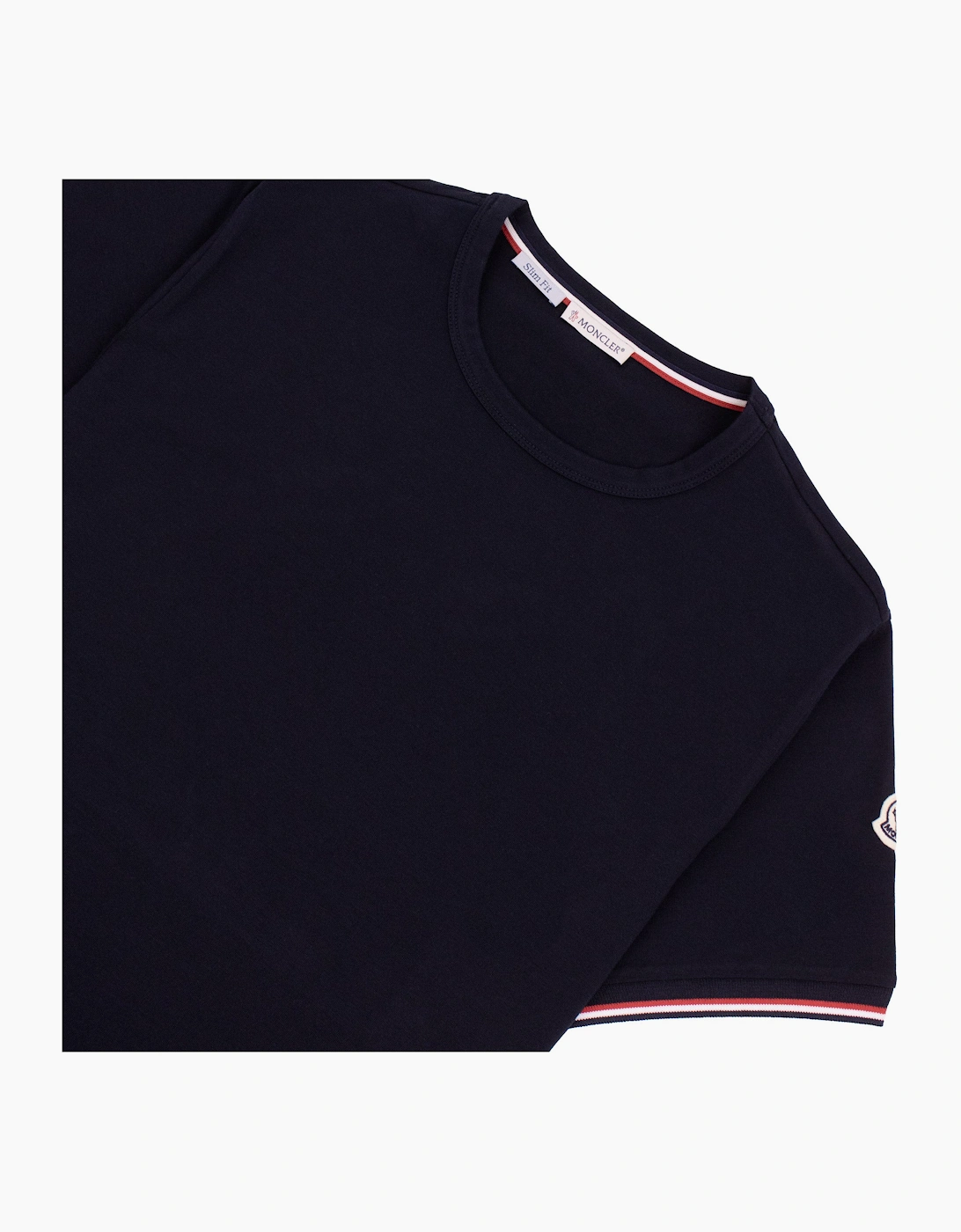 Moncler Tricolour-Trimmed Cotton T-Shirt Navy 778