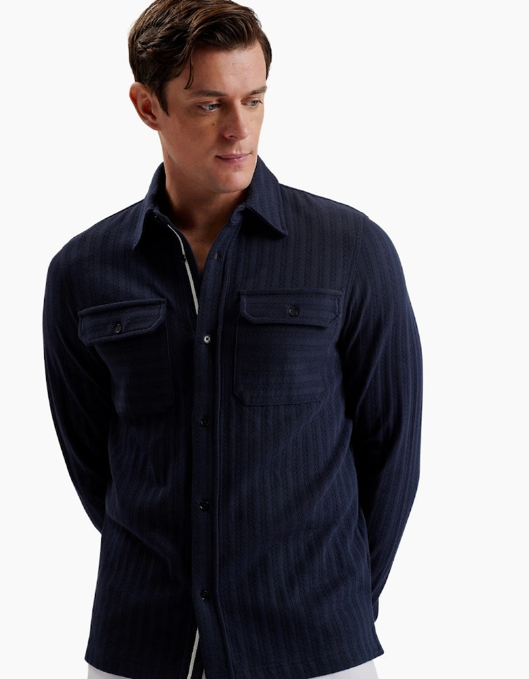 Ted Baker Belza Regular Fit Textured Navy Shirt