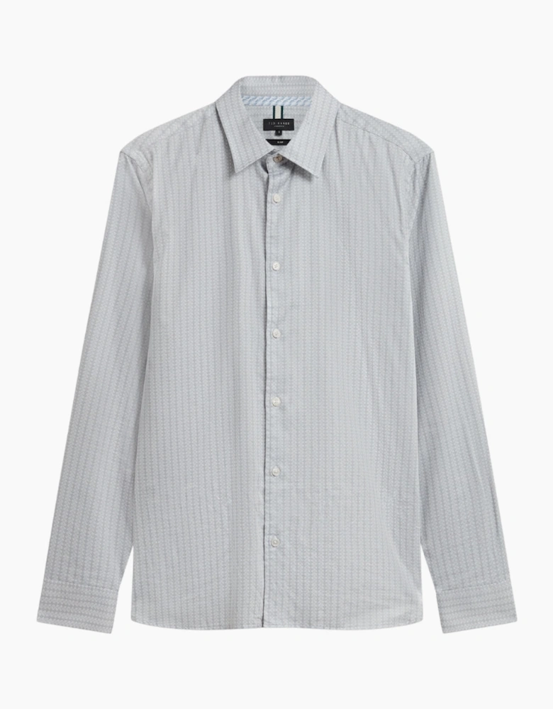 Ted Baker Tamaso Slim Herringbone Print Grey Shirt