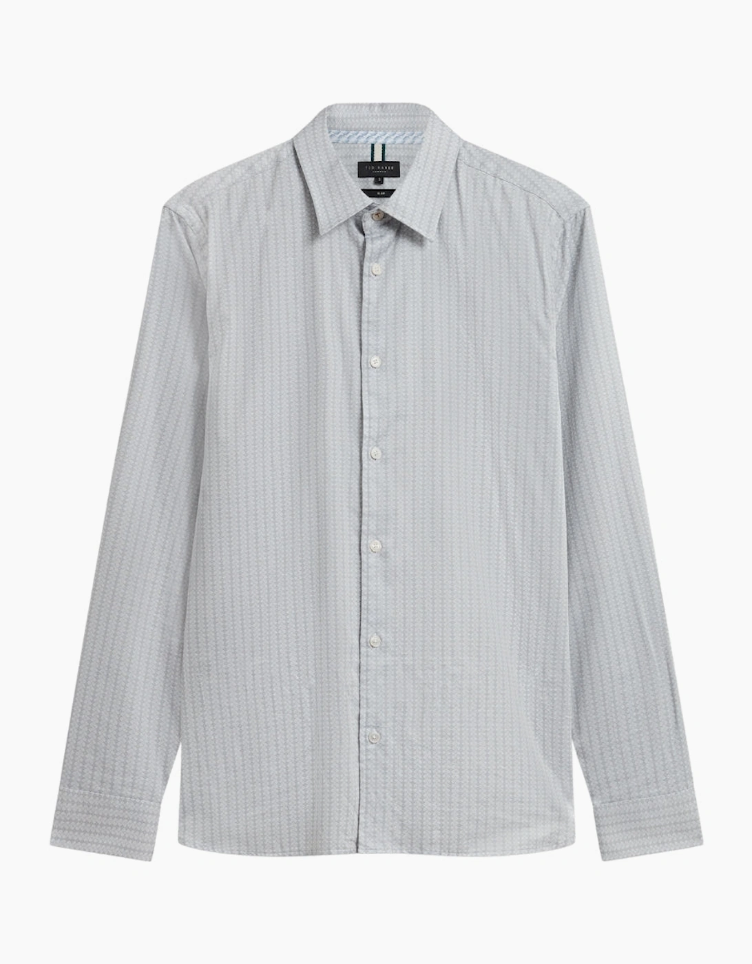 Ted Baker Tamaso Slim Herringbone Print Grey Shirt