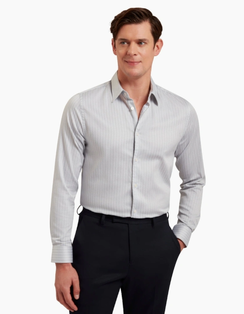 Ted Baker Tamaso Slim Herringbone Print Grey Shirt