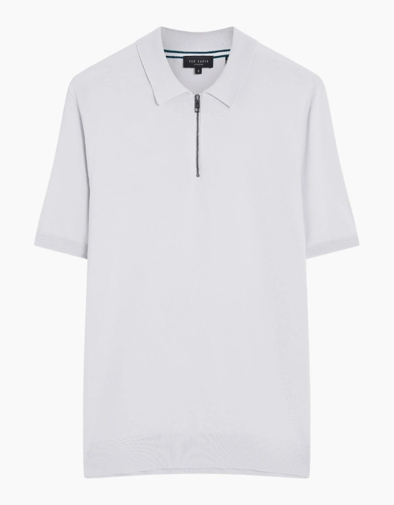Ted Baker Daldin Rayon Zip Pale Blue Polo Shirt