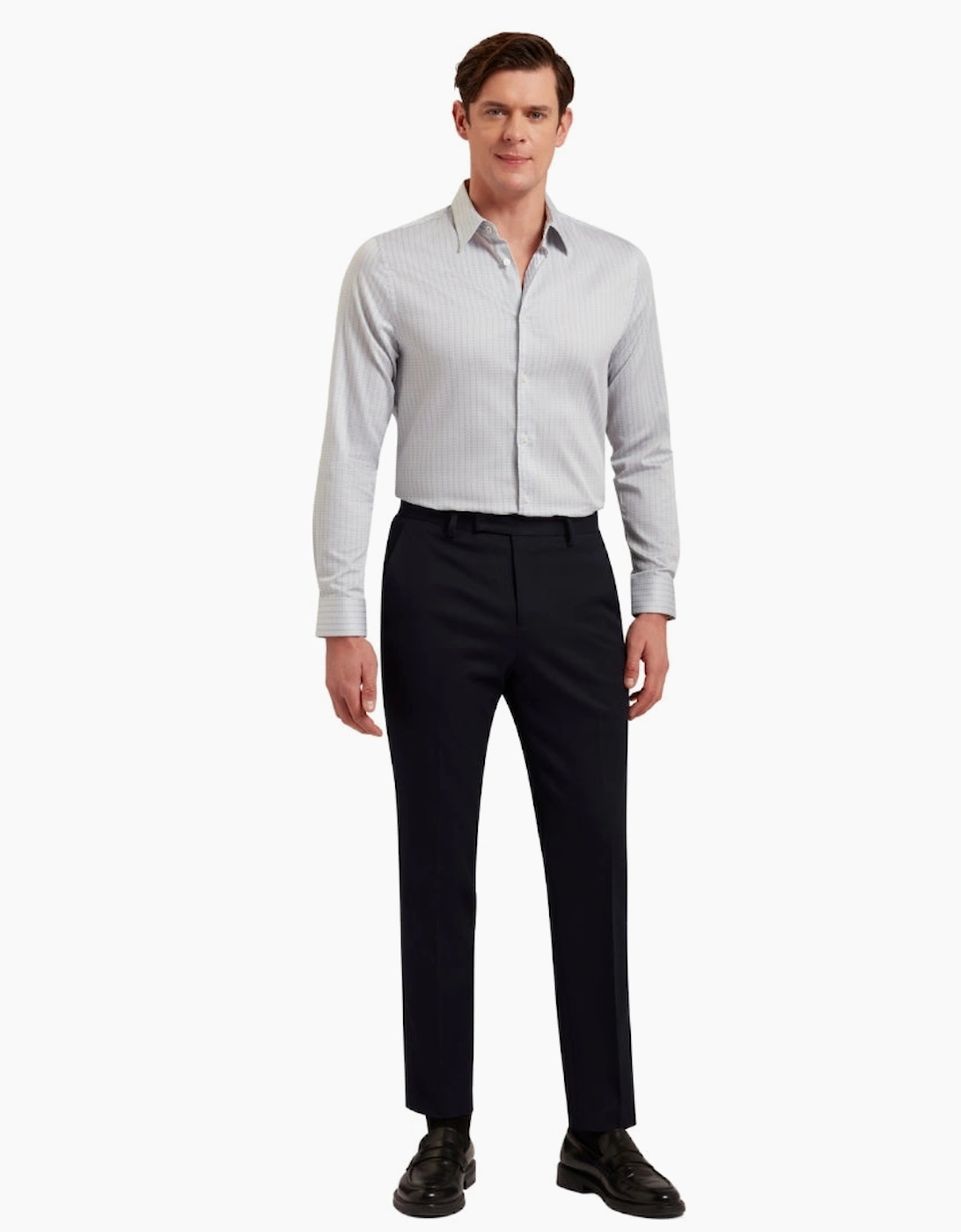 Ted Baker Tamaso Slim Herringbone Print Grey Shirt