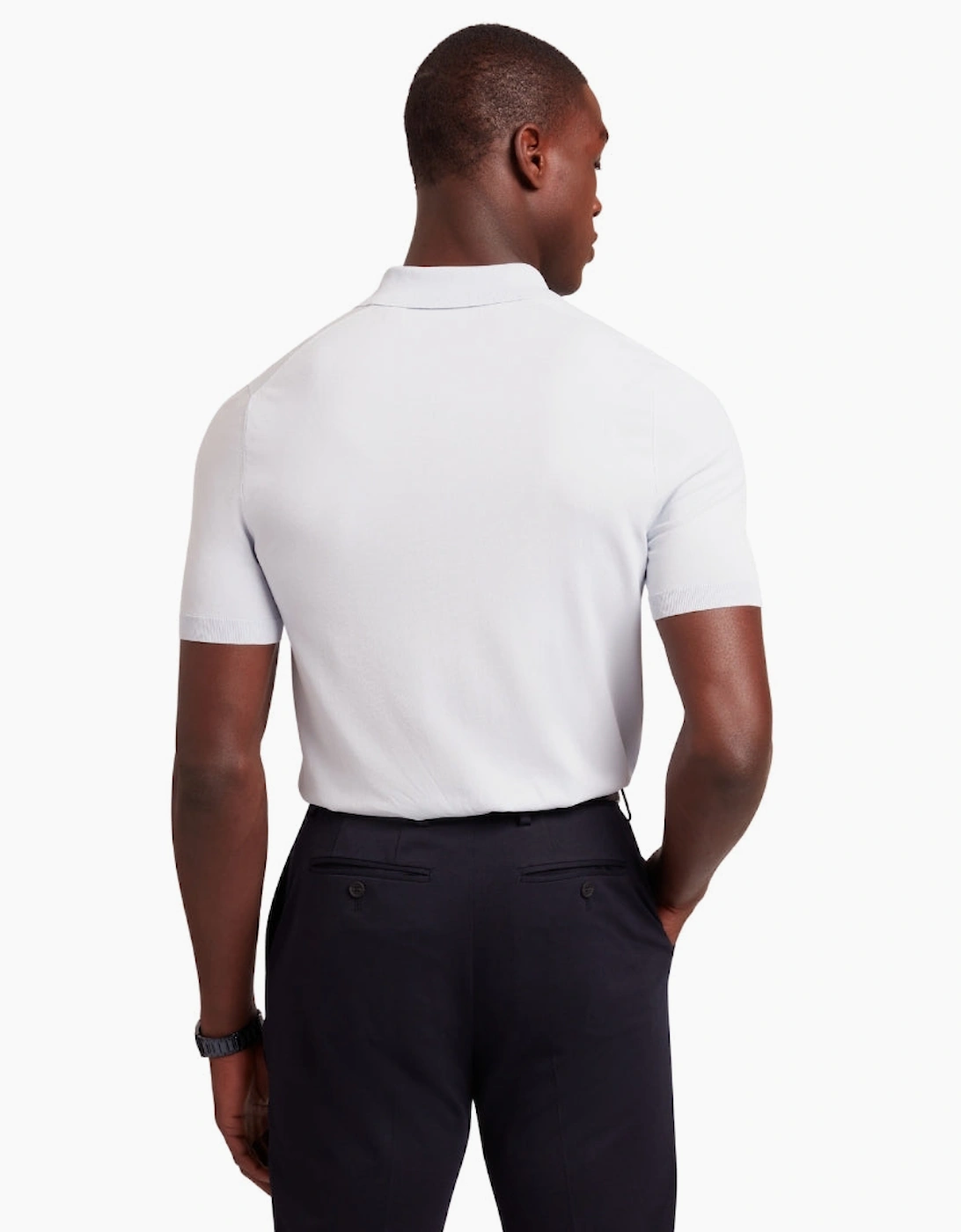 Ted Baker Daldin Rayon Zip Pale Blue Polo Shirt