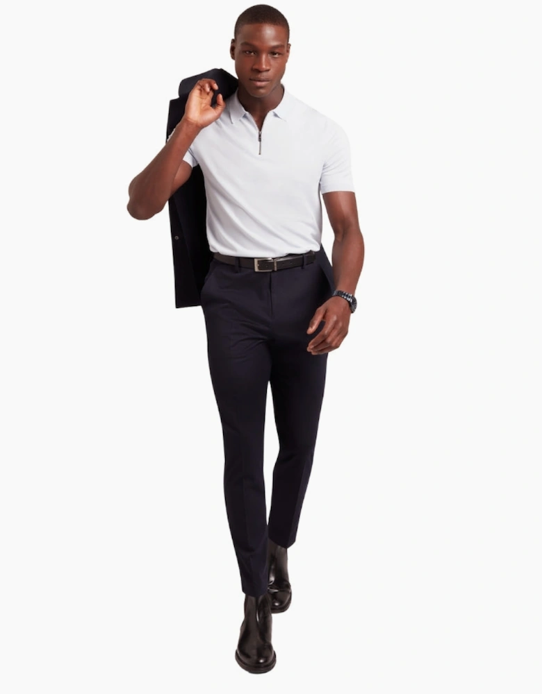 Ted Baker Daldin Rayon Zip Pale Blue Polo Shirt