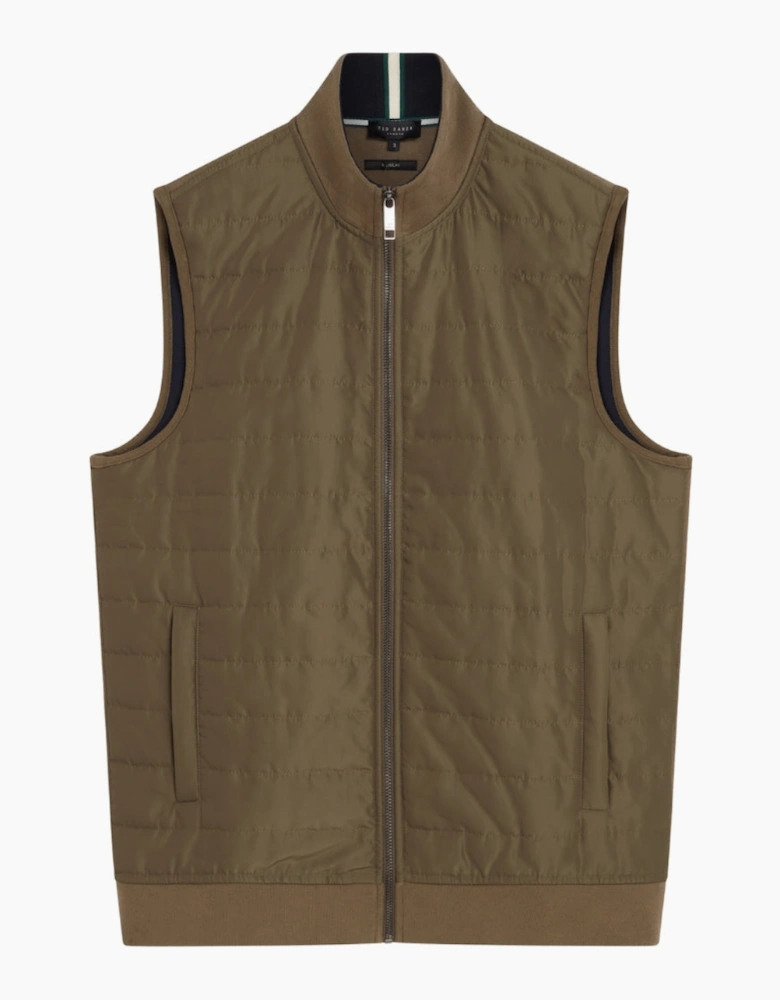 Ted Baker Atho Regular Fit Quilted Olive Gilet