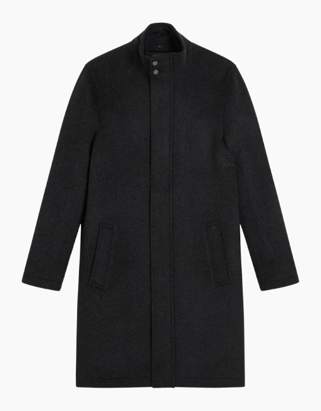 Ted Baker Men's Ted Baker Ederson Wool Blend Funnel Neck Grey Coat - Black