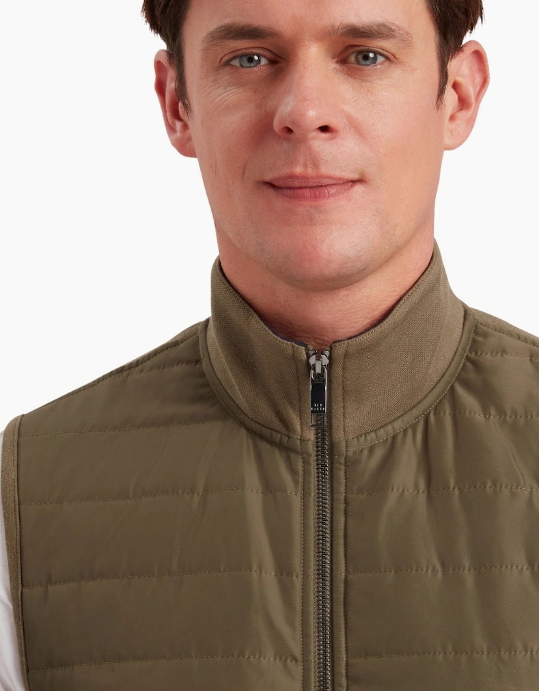 Ted Baker Atho Regular Fit Quilted Olive Gilet