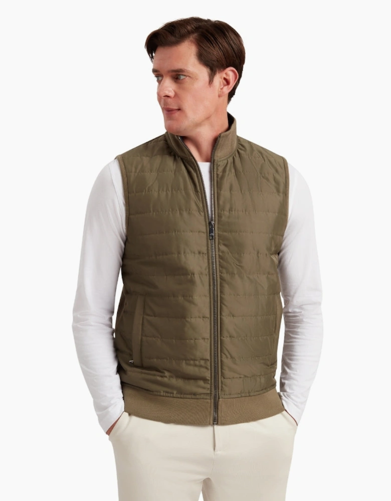 Ted Baker Atho Regular Fit Quilted Olive Gilet