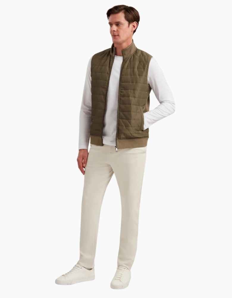 Ted Baker Atho Regular Fit Quilted Olive Gilet