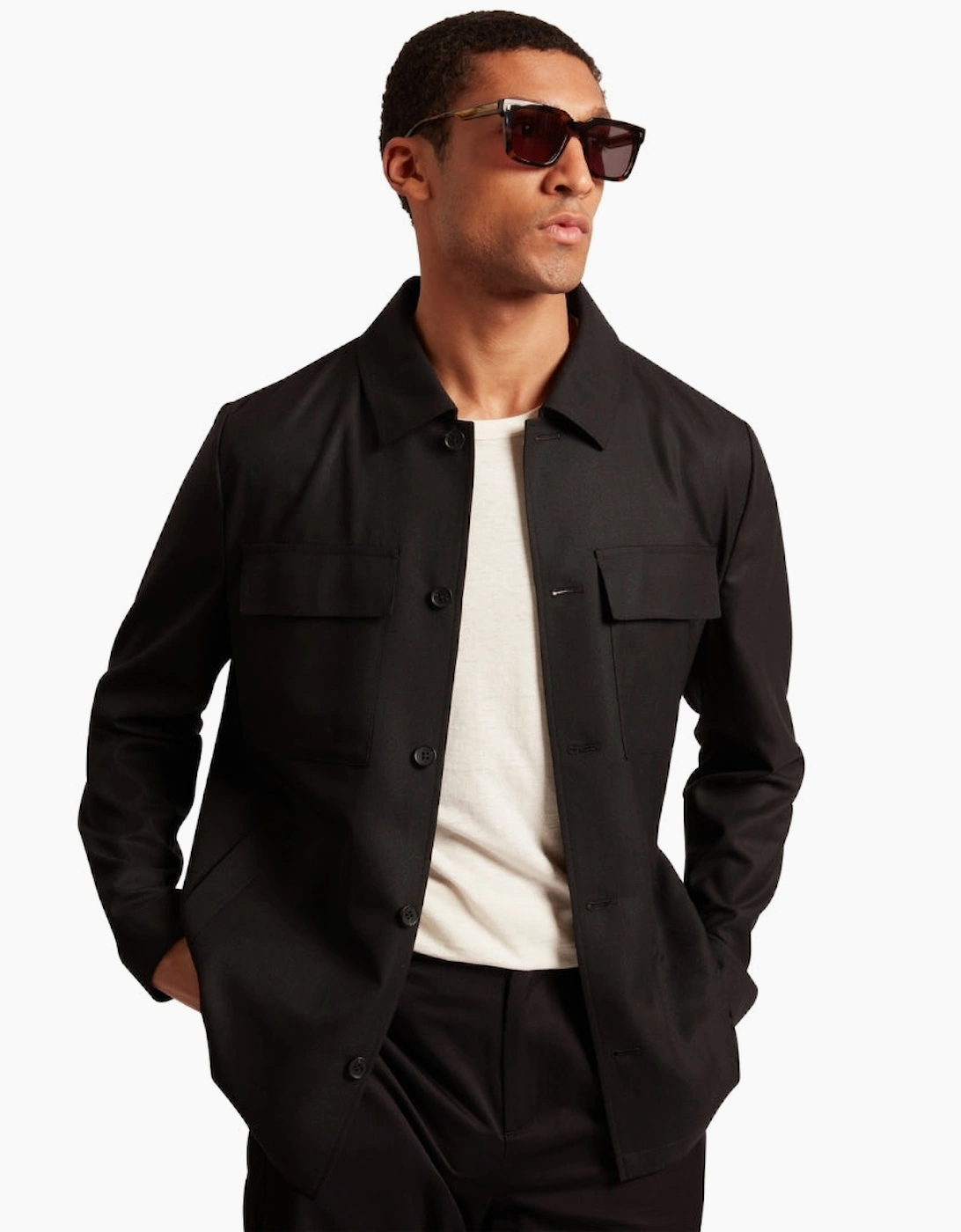 Ted Baker Selwynj Lightweight Black Wool Blend Jacket
