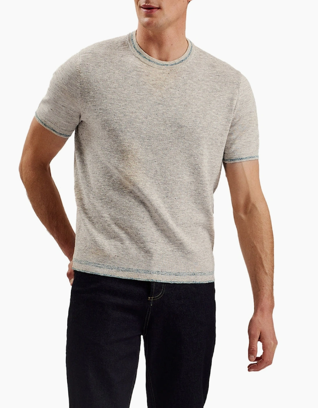 Ted Baker Eriks Regular Textured Front Natural T Shirt