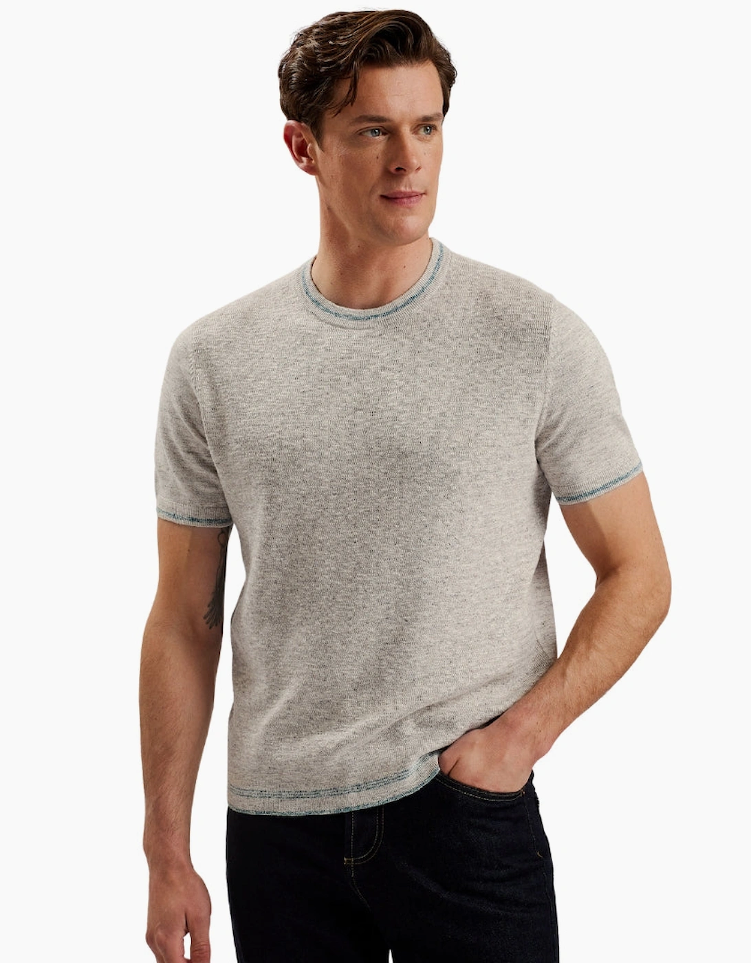 Ted Baker Eriks Regular Textured Front Natural T Shirt