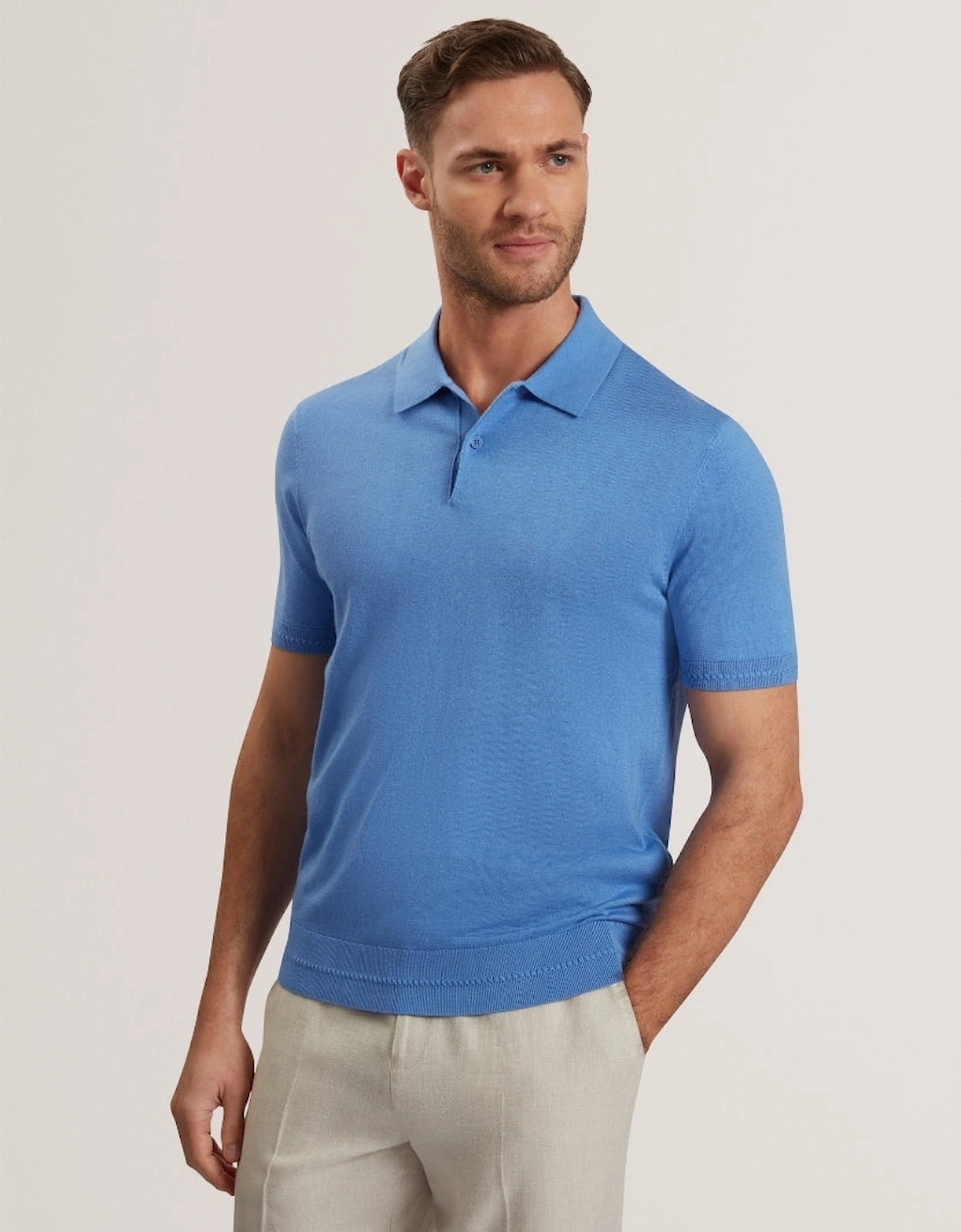Ted Baker Nickk Knitted Blue Polo Shirt