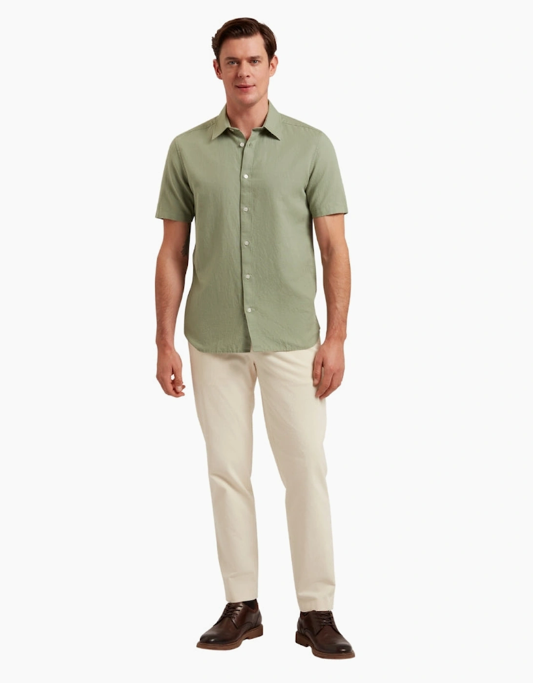 Ted Baker Zefre Regular Green Linen Shirt