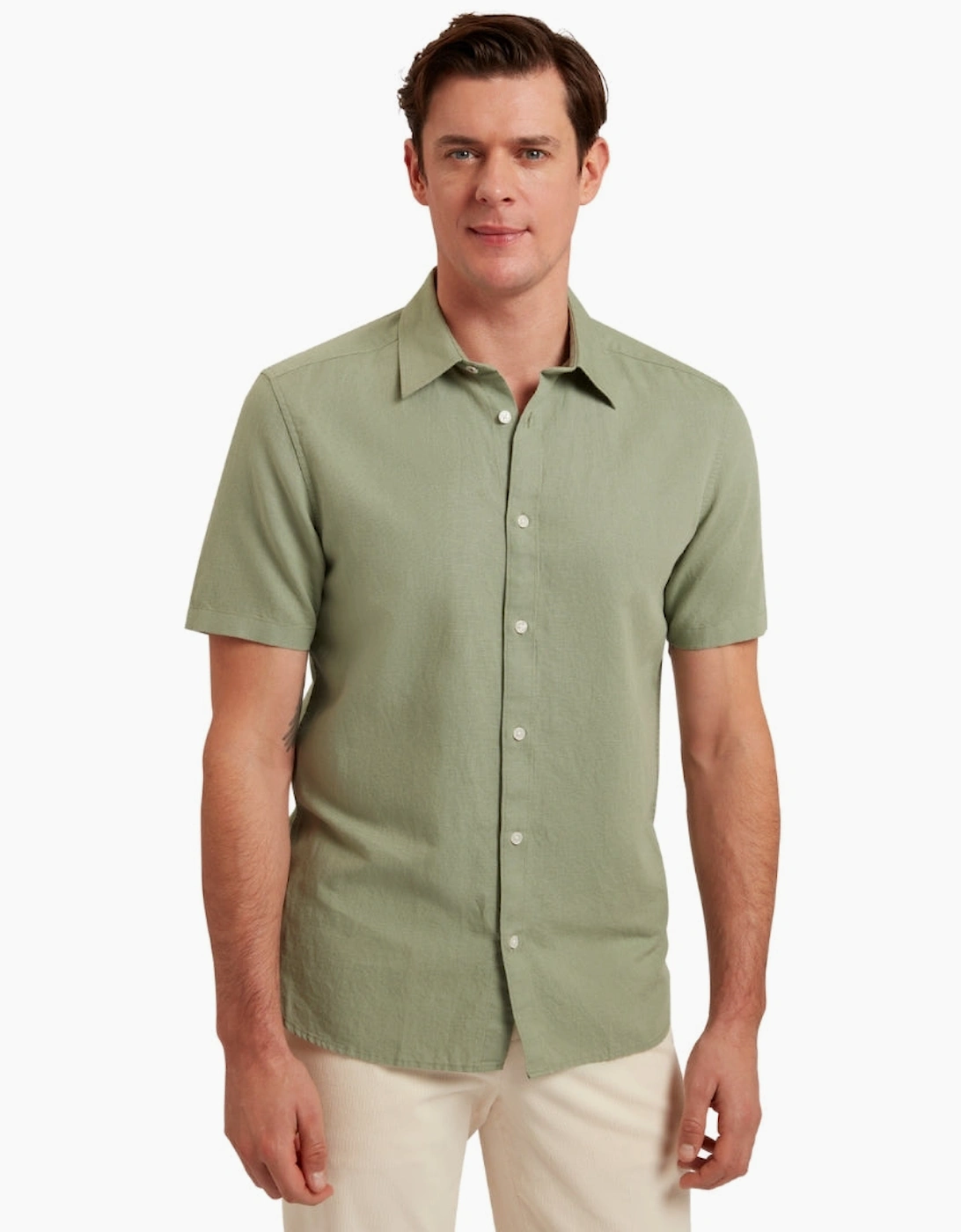 Ted Baker Zefre Regular Green Linen Shirt