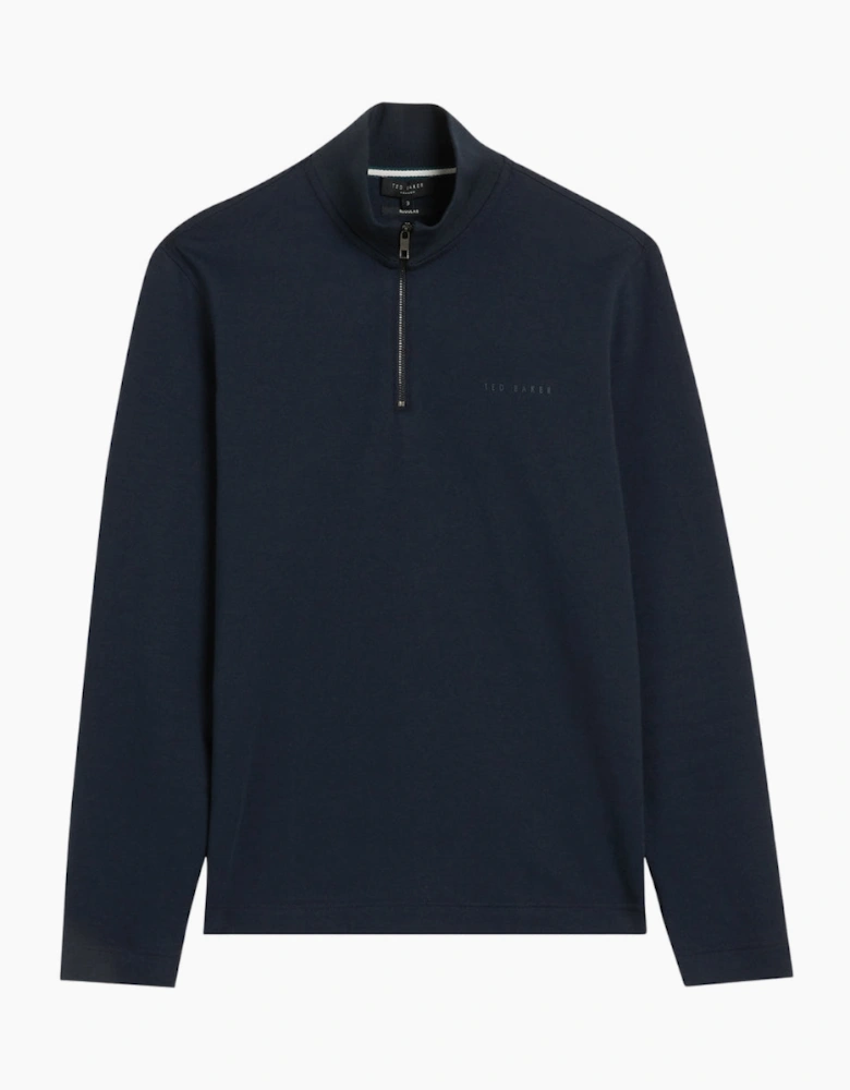 Ted Baker Actos Branded Half Zip Navy Sweater