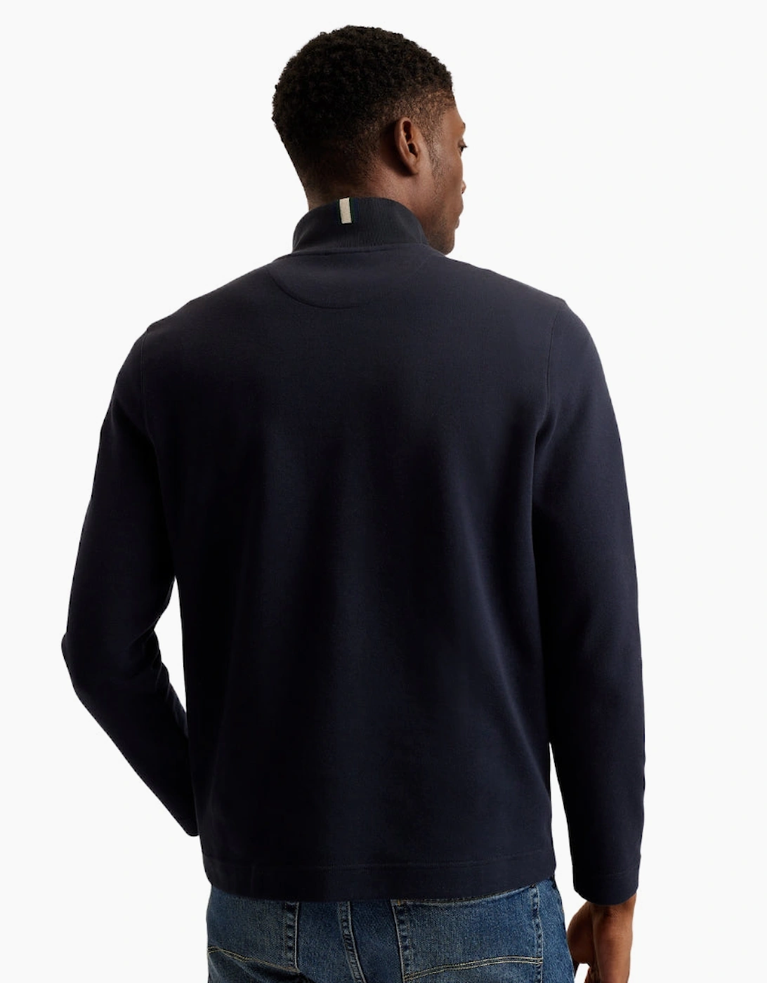 Ted Baker Actos Branded Half Zip Navy Sweater
