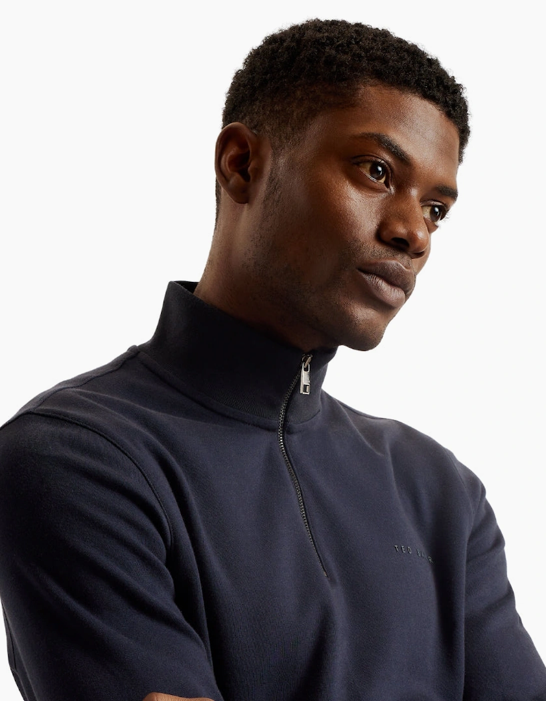 Ted Baker Actos Branded Half Zip Navy Sweater