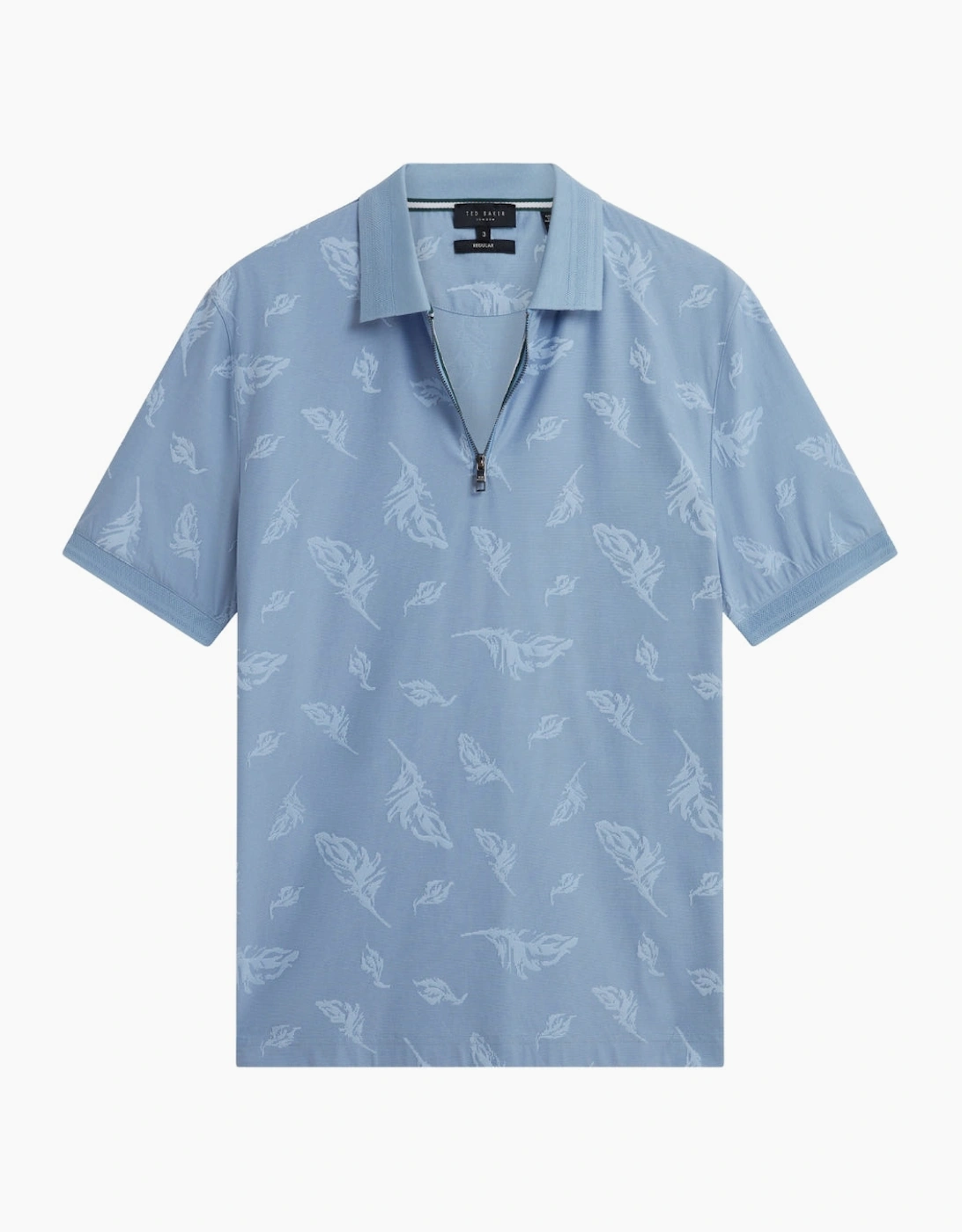 Ted Baker Men's Ted Baker Neyack Feather Jacquard Zip Blue Polo Shirt