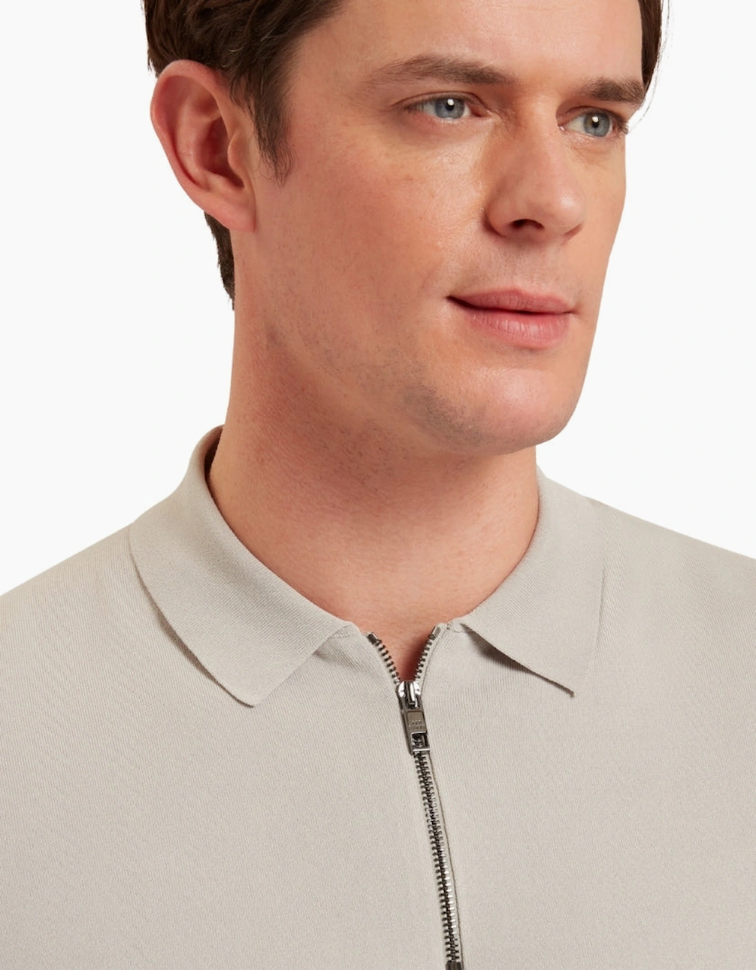 Ted Baker Daldin Rayon Zip Mid Grey Polo Shirt